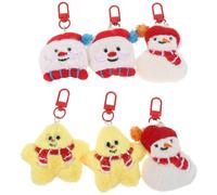minkissy 6 Pièces Porte-clés Peluche Noël Doux avec Père Noël Bonhomme Étoile Décorations Suspendues pour Sapin et Accessoires de Sac Ornements Festifs Polyvalents pour Fête