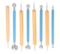 minkissy 8 Pièces Outil de Modelage, Stylet Manuel à Double Extrémité | Poignée en Bois, Embouts Métal et Plastique, Léger et Portable, Facile à Nettoyer, pour Fondant et Polymère