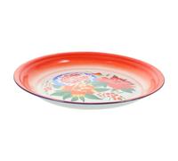 minkissy Assiette Émaillée Ronde de Style Chinois Rétro, Plateau de Service Sûr et Résistant pour Aliments et Desserts, Présent pour Pendaison de Crémaillère