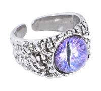 minkissy Bague Ouverte Réglable en Alliage Œil Maléfique Violet Foncé, Anneau Unisexe Taille Ajustable pour Hommes et Femmes, Accessoire Gothique pour Déguisement Halloween et Style Punk