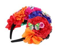 minkissy Bandeau De Fleurs Couronne De Fleurs Mortes Casque Halloween Coiffe De Fête D'halloween Bandeau Fleur Morte Bandeau Fleuri D'halloween Deguisement Fille Colorful Plastique