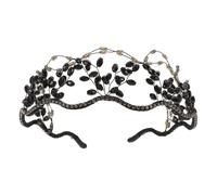 minkissy Bandeau de Mariage Noir en Cristal et Strass Serrage-Tête à Perles Élégant pour Mariée Accessoires Cheveux Mariage pour Fêtes Bals et Cérémonies Coiffure Raffinée et Brillante