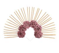 minkissy Bandeau Déesse Sunburst À Pointes Rose Fleur Couvre-Chef Pour Femmes Halloween Mariage Cosplay Séance Reines Diadème De Fête