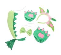 minkissy Bandeau Dinosaure Peluche Rose Oreilles Ptérodactyle et Queue Accessoires Cosplay Halloween pour Garçon Fille et Fêtes à Thème