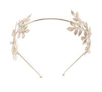 minkissy Bandeau Métal à Motif de Serre-tête de Mariée avec Fausses Perles Accessoire de Coiffure pour Femme pour Mariage et Fêtes