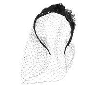 minkissy Bandeau Rétro Résille Noir avec Voile Accessoire de Coiffure Vintage pour Mariage ou Tea Party