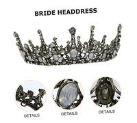 minkissy Baroque Cheveux De Mariée Accessoires Couronne Ronde Couronne Diadèmes Pour Femmes Princesse Couronne Noir Couronne Pour Femmes Mariée Casque De Mariée Robe Femmes Robe Mode