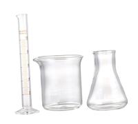 minkissy Bécher 50 Ml en Verre Transparent, Fiole Conique 50 Ml, Cylindre Gradué 10 Ml Échelle Claire pour Mesure Précise en Chimie et Expériences Scientifiques