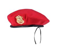 minkissy Béret Militaire Laine Rouge avec Étoile Métallique Chapeau Marin Ajustable pour Danse et Performance
