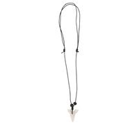 minkissy Blanc Collier Pendentif Dent de Requin Style Rétro, en Résine | Longueur Réglable, Cordon Inclus, Look Exotique, pour Plage et Festival, Idée Costume, 1 Pièce