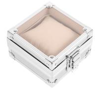 minkissy Boîte à Montre Transparente Couvercle, Porte-Montre Portable en Plastique Rigide, Étui Carré Argenté 9,5x9,5x5,5 Cm, Organisateur de Rangement pour Voyage et Anti-poussière