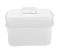 minkissy Boîte à Outils De Manucure Multifonction Double Couche, En Pp Résistant Blanc, Portable Poignée, Pour Usage Professionnel Et Personnel, Rangement Nail Art Compact Et Pratique