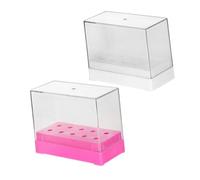 minkissy Boîte de Rangement pour Forets à Ongles 2 Pièces Organisateur pour Têtes de Polissage Présentoir pour Manucure Convient pour Formation Nail Art Blanc et Rose 10 Emplacements Chacun