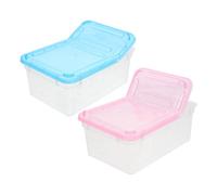 minkissy Boîte D'élevage Transparente Petite Taille pour Reptiles et Amphibiens, Lot de 2 Boîtes à Alimentation Système de Ventilation Respirante, Plastique Solide pour Geckos, Tortues