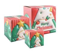 minkissy Boîte Présent de Noël et Forme D'arbre de Noël Cartoon Design Festif en Papier Support Solide et Fermeture Pratique pour Échanges de Présents et Réunions de Fête