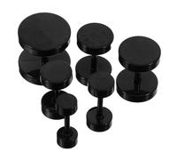 minkissy Boucles D’oreilles à Clous Haltère en Acier Titane Noir Mat, Style Punk Unisexe, Ensemble 6 Pièces, Bijoux Mode pour Hommes et Femmes, Usage Quotidien et Fêtes