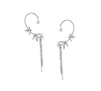 minkissy Boucles D’oreilles à Pompons Longs Argentées, Manchette D’oreille Sans Perçage, Bijou Chic Pour Femme, Décorations Quotidiennes Et Soirées, 2 Pièces Gauche Et Droite