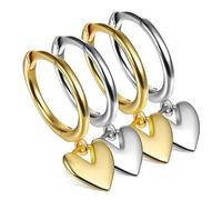 minkissy Boucles d'Oreilles Créoles Coeur Élégantes en Argenté Ensemble de 2 Paires Pendantes pour Femmes Présents Accessoires de Mode