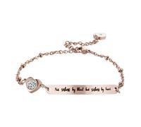 minkissy Bracelet Acier Titanium Ajustable Design Inscription Not Sisters By Blood But Élégant pour Femme Rose