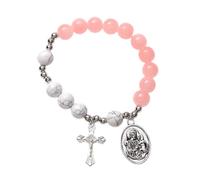 minkissy Bracelet Croix Perlé Pour Femme Bijoux Chapelet Inoffensif Pour Peau Imperméable Et Résistant Décoloration
