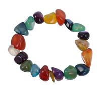minkissy Bracelet Femme en Agate Multicolore Irrégulier en Pierre Précieuse Naturelle, Bijoux Extensibles, Accessoire Mode Quotidien et Yoga, Taille Unique, Style Créatif et Délicat