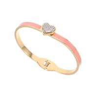 minkissy Bracelet Jonc Femme en Acier Inoxydable Rose avec Cœur Effet Huileux Fermoir à Ressort Sécurisé Bijou Minimaliste Polyvalent pour Anniversaire Amitié et Saint-Valentin