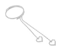 minkissy Bracelet Manchette Cœur Chaîne de Bras Argenté Ajustable Multi-couches pour Femme Fêtes Soirées Élégantes