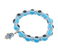 minkissy Bracelet Mauvais Œil Vintage pour Femme Perles Rétro en Acrylique Bleu Ciel Amulette Main de Fatima Bijou Élégant et Charmant 1 Pièce Présent Protection Quotidienne
