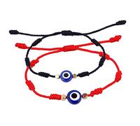 minkissy Bracelets Tressés Le Mauvais Œil Pour Couples, En Fil Rouge Et Noir, Réglables, Bracelets Décoratifs Unisexes Pour Protection Et Chance Au Quotidien