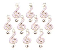 minkissy Breloques de Notes de Musique en Alliage Doré K, Petit Pendentif Goutte D'huile Rose, Charme Musical pour Création de Bijoux Diy, pour Bracelets, Colliers et Boucles D’oreilles,