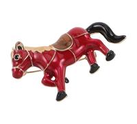minkissy Broche Cheval Rouge Chanceux en Émail Vintage Broche Femme Décorative pour Anniversaire et Mardi Gras Accessoire Mode Élégant Bijou Équestre Symbolique pour Présent