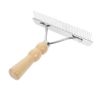 minkissy Brosse de Nettoyage pour Chevaux Manche en Bois et Dents en Métal pour Enlever Poils Tombés et Dispersés, Accessoire Pratique pour Toilettage Équin