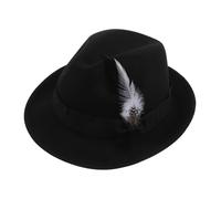 minkissy Chapeau Feutre à Petit Bord Style Vintage pour Costumes et Tenues Décontractées Noir