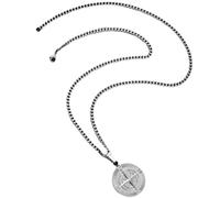 minkissy Collier Boussole, Chaîne de Cou Pendentif de Clavicule Vintage en Acier Inoxydable Argenté, Symbole D’encouragement, Boussole Spirituelle pour Hommes et Femmes