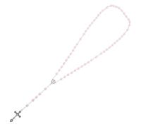 minkissy Collier Croix Colliers Chapelet Catholique Prière Saint Bijoux Perles Collier Femme Collier Pour Femme Rose Un Verre
