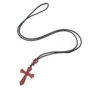 minkissy Collier Croix en Bois Sang de Bois, Pendentif Crucifix Chrétien Sculpté, Bijou Unisexe Hypoallergénique, Accessoire Religieux Polyvalent pour Cérémonies et Usage Quotidien