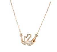 minkissy Collier Cygne Double Forme Pendentif Simple Décoration Cou Femmes Filles Design Personnalisé