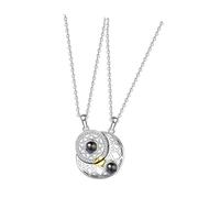 minkissy Collier de Couple Soleil et Lune 2 Pièces Alliage Sûr Pendentifs Magnétiques Assortis Projection je T'Aime 100 Langues Présent Saint-Valentin pour Amoureux