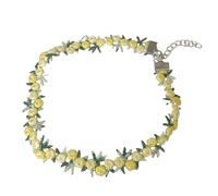 minkissy Collier De Fleurs Verser Filles Collier De Cou Pour Femme Bijoux Mignons s De Mode De Cou Doux Décoration Du Bijoux De Jaune