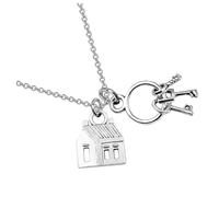 minkissy Collier Pendentif Clé et Maison Alliage Chaîne Mode pour Agent Immobilier Cadeau Pendaison Crémaillère et Logement