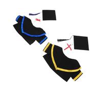 minkissy Costume de Remise de Diplôme pour Ours en Peluche 30 Cm, Ensemble Ajustable avec Chapeaux à Pompon Bleu et Noir, Cols et Certificats, Tenue Douce en Tissu Fête