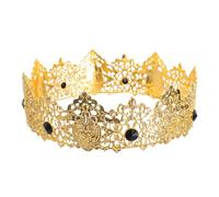 minkissy Couronne Baroque Vintage Unisexe pour Anniversaire, Serrage-tête Large Confortable en Matériau Léger, Bandeau de Princesse Roi Médiéval pour Fête Costumée et Cosplay