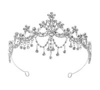 minkissy Couronne de Mariage Cristal Argenté Diadème Princesse Luxueux pour Mariée et Fête Accessoire Tiare et Filles