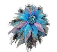 minkissy Couronne Décorative Ornement Lavable en Tissu en Plumage de Paon Artificielles Bleues Décoration Festive pour Porte D'entrée et Ambiance de
