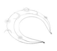 minkissy Couronne Déesse Lune et Étoile Argentée Bandeau Tête Médiéval Fait Main Accessoire Coiffure Élégant pour Femmes et Fête et Mariage