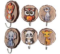 minkissy Crochets Adhésifs Muraux en Bois et Fer pour Chapeaux et Paquet, 6 Pièces, Surface Lisse, Design Minimaliste Moderne, pour Chambre et Mur