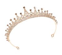 minkissy Diadème Mariage Crystal Couronne Dorée avec Bandeau Élastique Confortable pour Mariée Femme Anniversaire et Spectacle