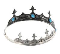 minkissy diadème vintage homme tiare adulte roi couronne baroque en strass bandeau de la couronne coiffe de fête couronne de costume de fête couronne royale médiévale décor de tête Métal