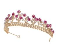 minkissy Diadèmes Roses Pour Mariage Couronnes De Reine Bandeau Pour Anniversaire Halloween Saint-Valentin Fête De Noël Accessoires Pour Cheveux Casque De Fée - Rose