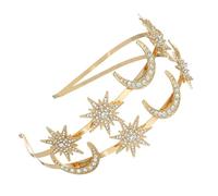 minkissy Double Layer Star And Moon Headband Accessory Elegant Fairy Crown For Women Wedding Bridal Party Hairpiece With Rhinestone Details